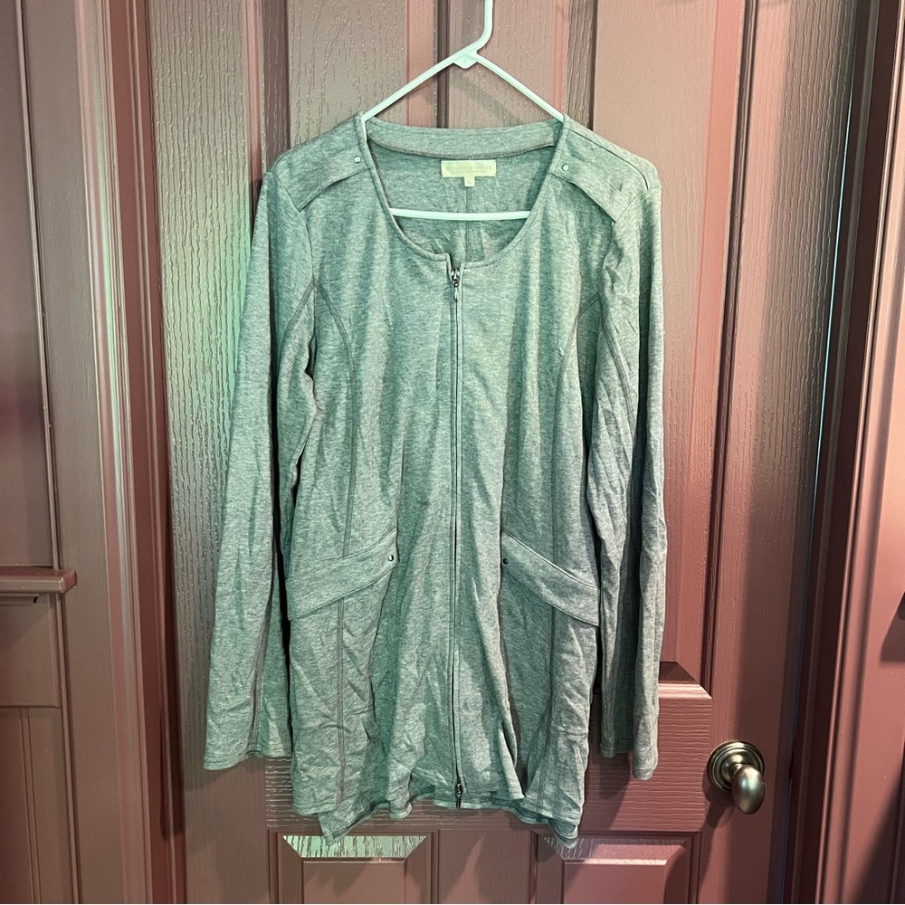 Indigenous Light Gray Zip-Up Tunic